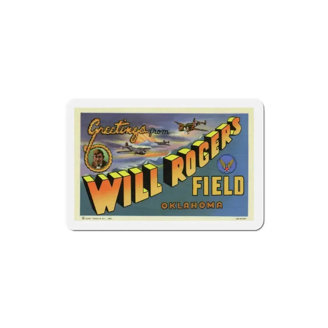 Greetings from Will Rogers Field Oklahoma (Greeting Postcards) Refrigerator Magnet - The Sticker Space