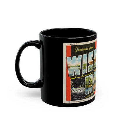 Greetings from Wisconsin Rapids Wis (Greeting Postcards) Black Coffee Mug-The Sticker Space