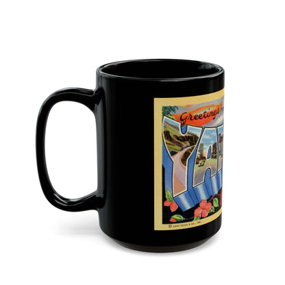 Greetings from Yakima Wash (Greeting Postcards) Black Coffee Mug-The Sticker Space