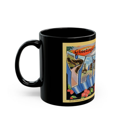 Greetings from Yakima Wash (Greeting Postcards) Black Coffee Mug-The Sticker Space