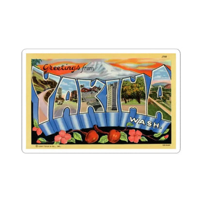 Greetings from Yakima Wash (Greeting Postcards) STICKER Vinyl Kiss-Cut Decal 2 Inch White - The Sticker Space