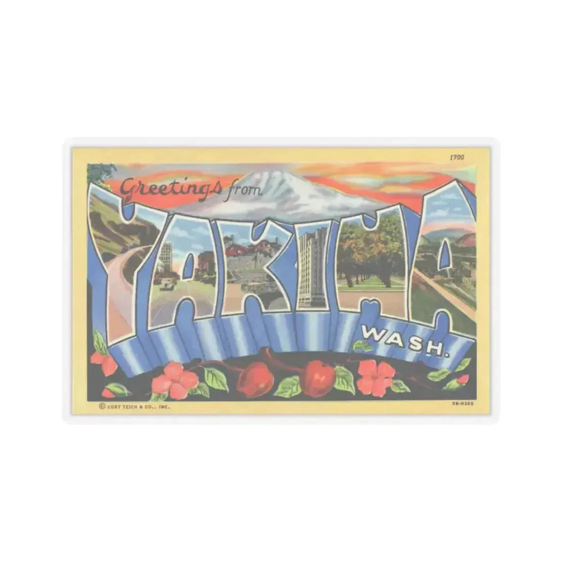 Greetings from Yakima Wash (Greeting Postcards) STICKER Vinyl Kiss-Cut Decal 3 Inch Transparent - The Sticker Space