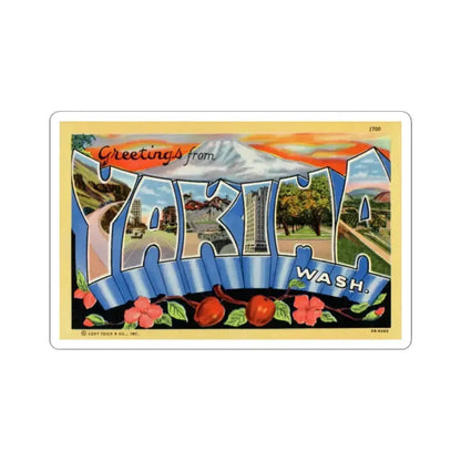 Greetings from Yakima Wash (Greeting Postcards) STICKER Vinyl Kiss-Cut Decal 3 Inch White - The Sticker Space
