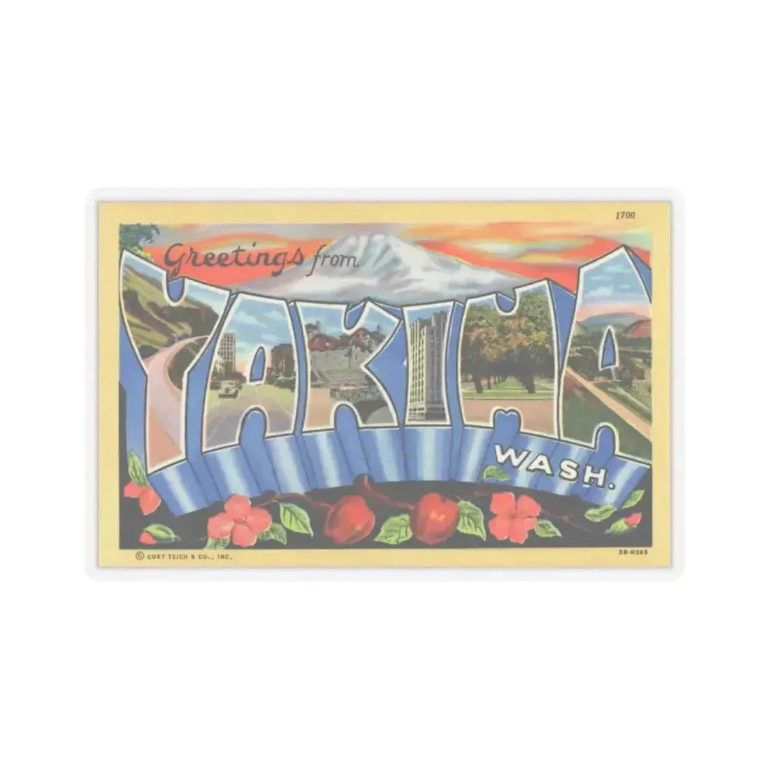 Greetings from Yakima Wash (Greeting Postcards) STICKER Vinyl Kiss-Cut Decal 4 Inch Transparent - The Sticker Space