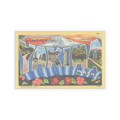 Greetings from Yakima Wash (Greeting Postcards) STICKER Vinyl Kiss-Cut Decal 4 Inch Transparent - The Sticker Space