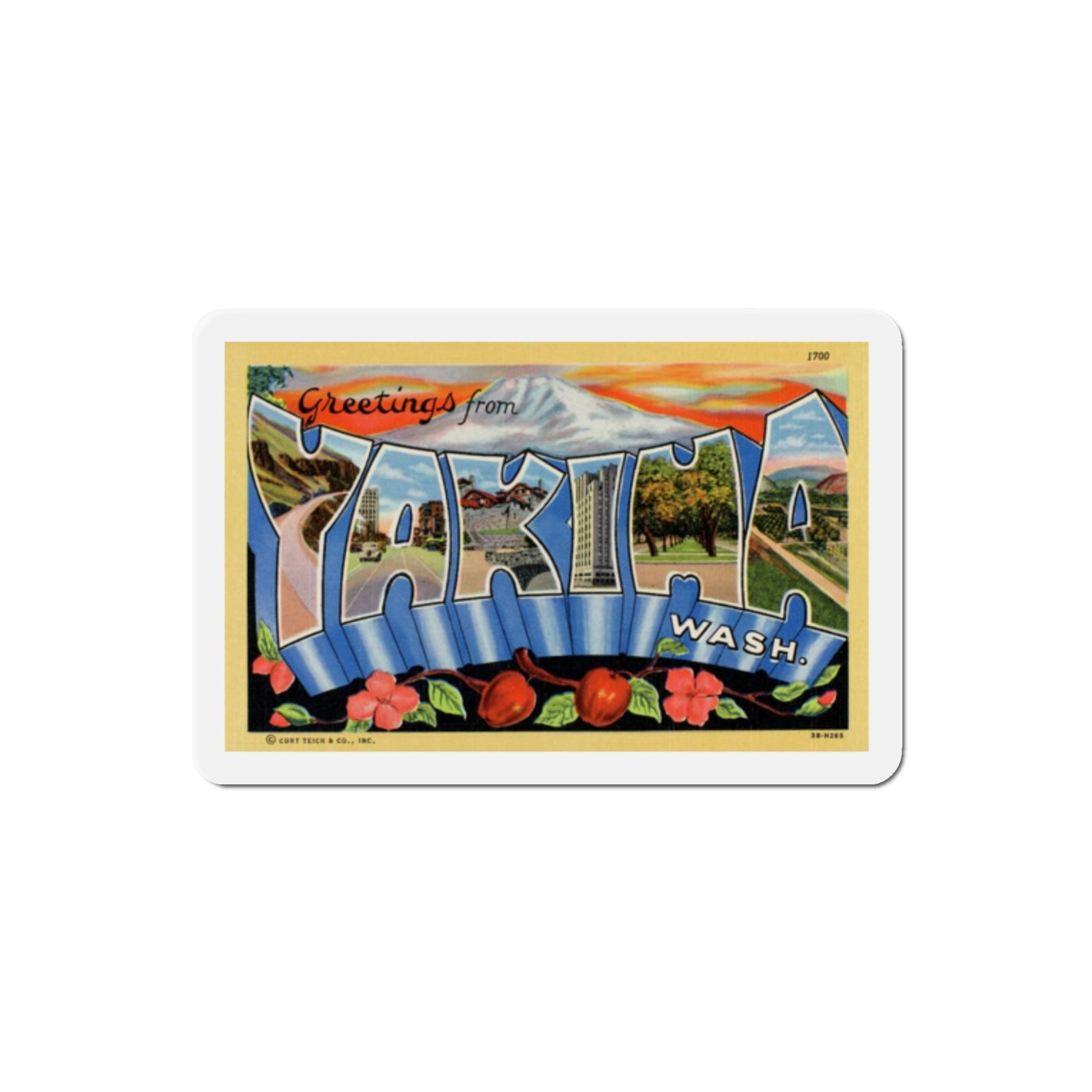 Greetings from Yakima Washington (Greeting Postcards) Die-Cut Magnet-2" x 2"-The Sticker Space