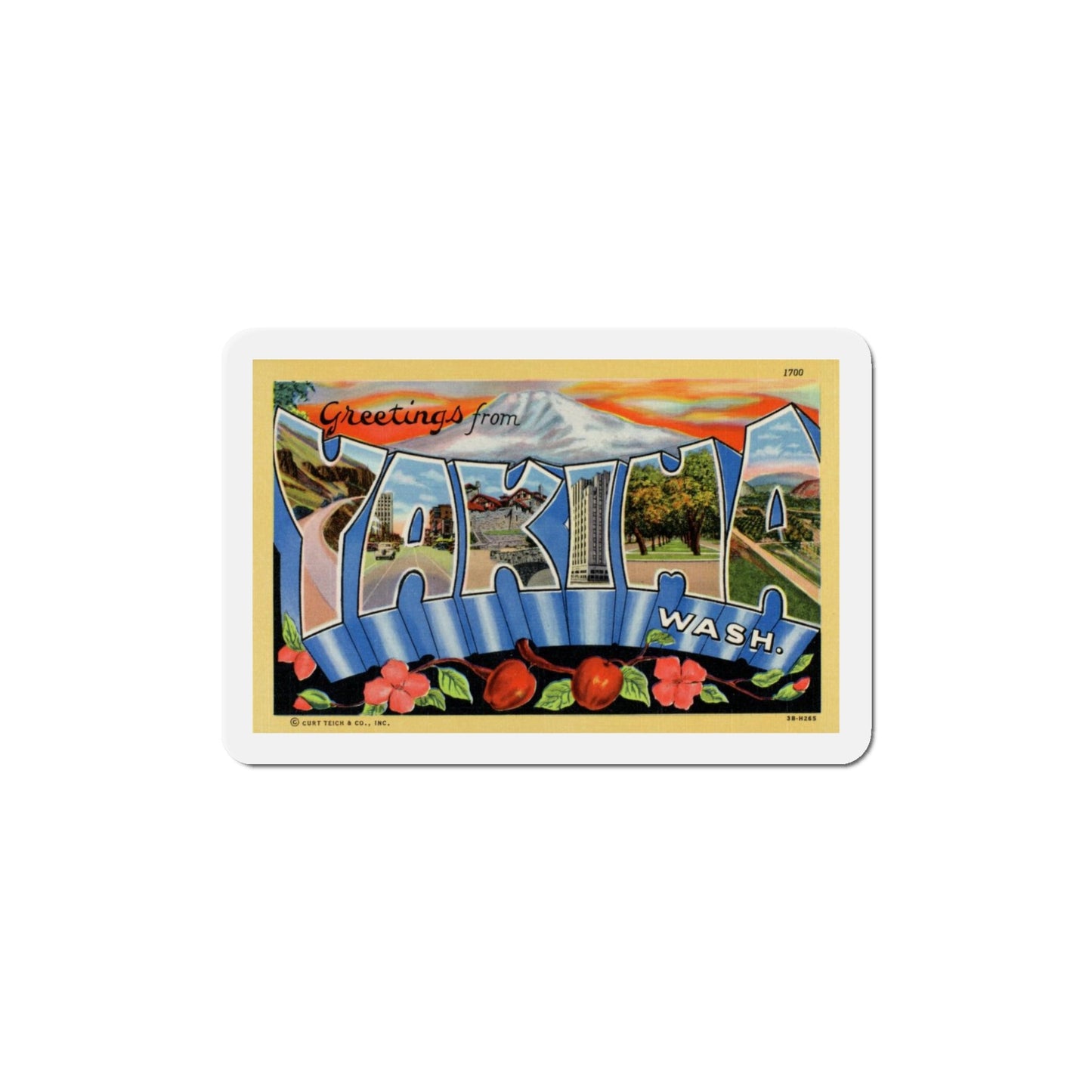 Greetings from Yakima Washington (Greeting Postcards) Die-Cut Magnet-5" x 5"-The Sticker Space