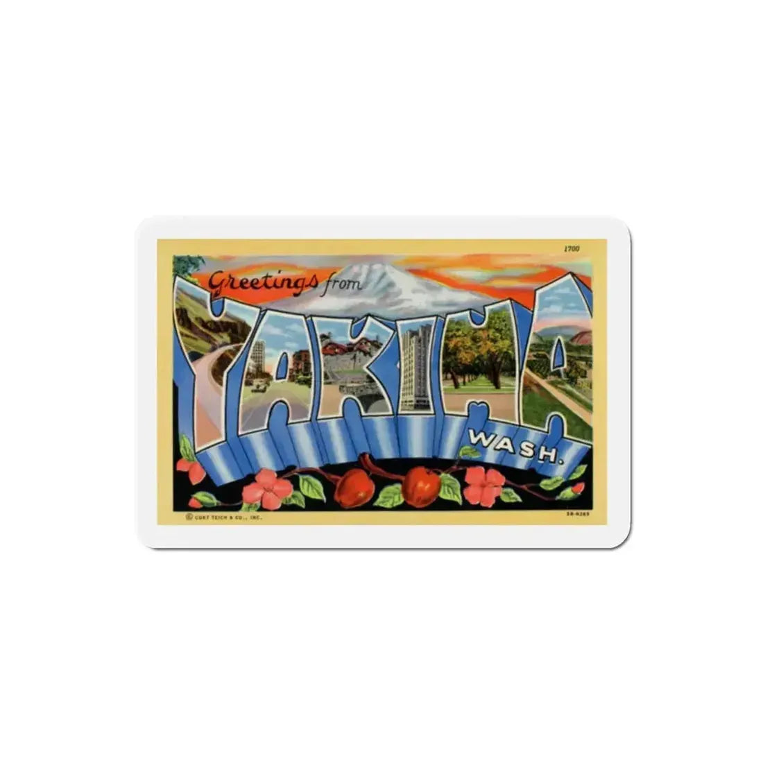 Greetings from Yakima Washington (Greeting Postcards) Refrigerator Magnet - The Sticker Space