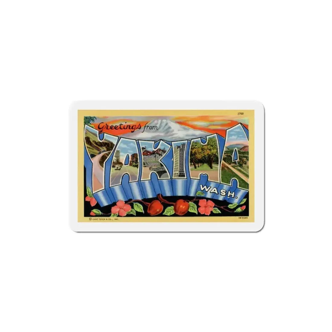 Greetings from Yakima Washington (Greeting Postcards) Refrigerator Magnet - The Sticker Space