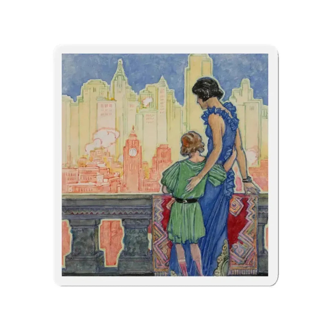 Greetings to Her (Magazine Illustration) Refrigerator Magnet 3 Inch Die-Cut - The Sticker Space