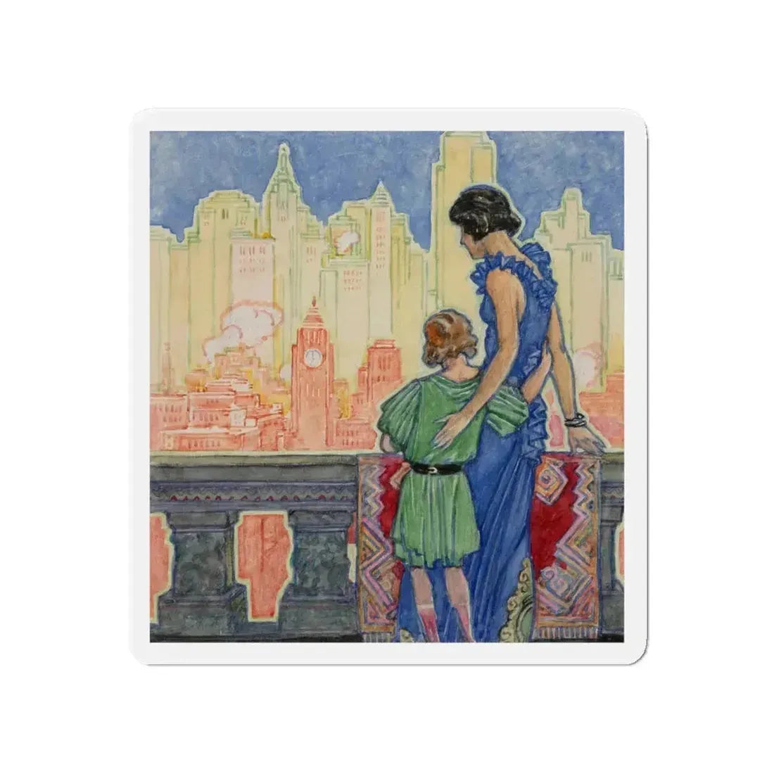 Greetings to Her (Magazine Illustration) Refrigerator Magnet 4 Inch Die-Cut - The Sticker Space