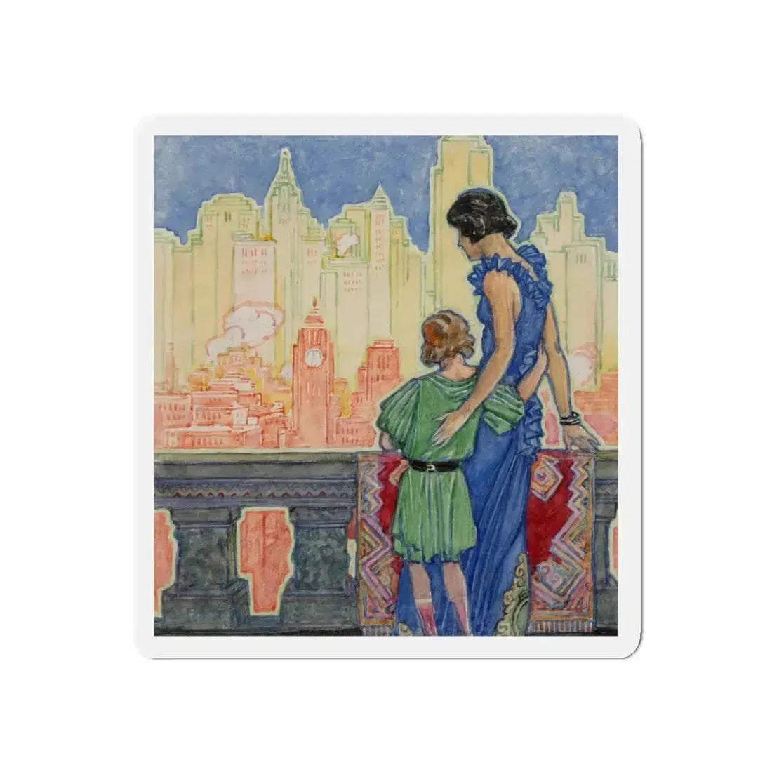 Greetings to Her (Magazine Illustration) Refrigerator Magnet 5 Inch Die-Cut - The Sticker Space