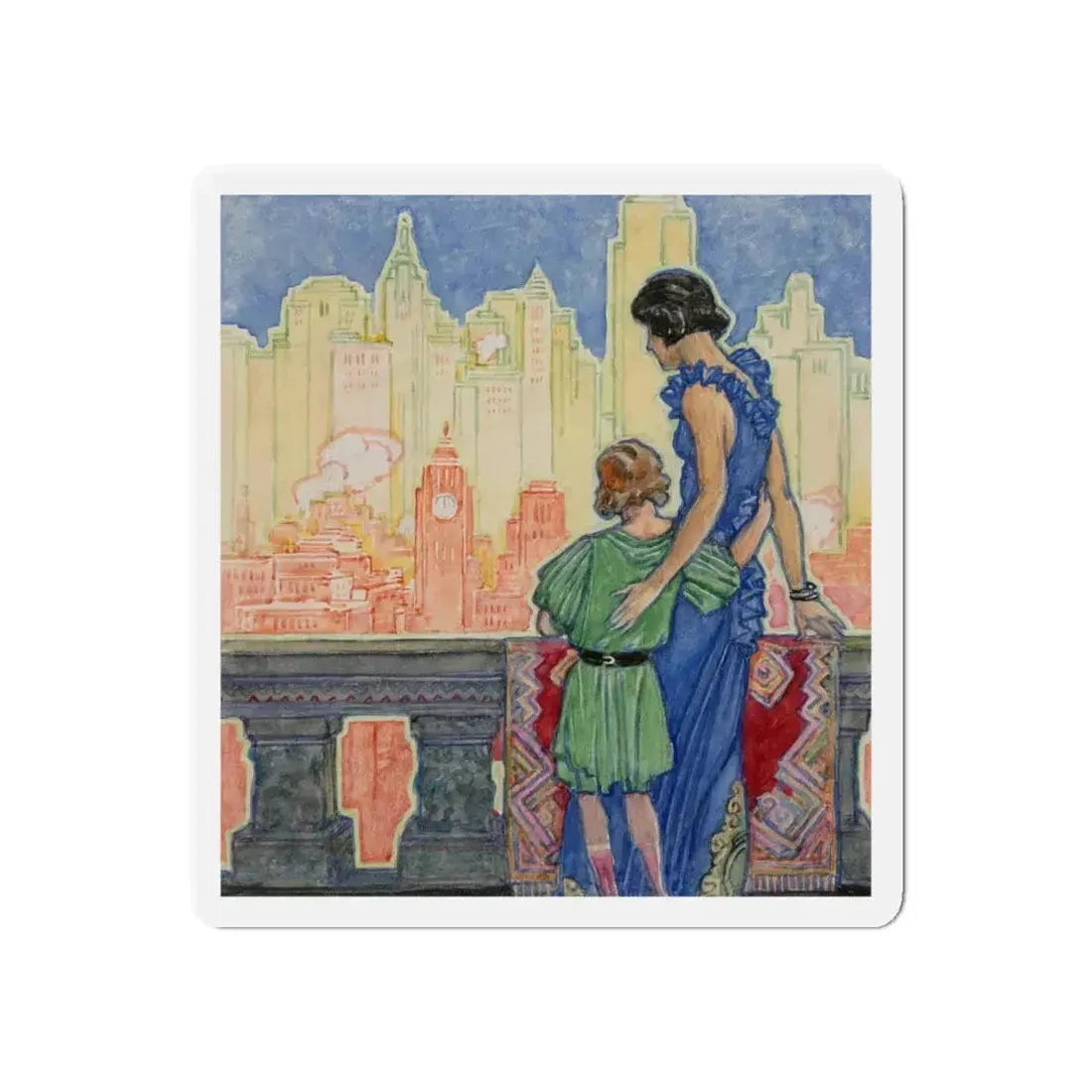 Greetings to Her (Magazine Illustration) Refrigerator Magnet 6 Inch Die-Cut - The Sticker Space