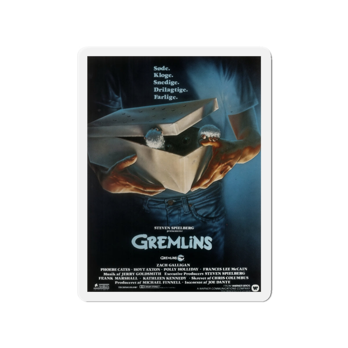 GREMLINS (DANISH) 1984 Movie Poster - Die-Cut Magnet-3" x 3"-The Sticker Space