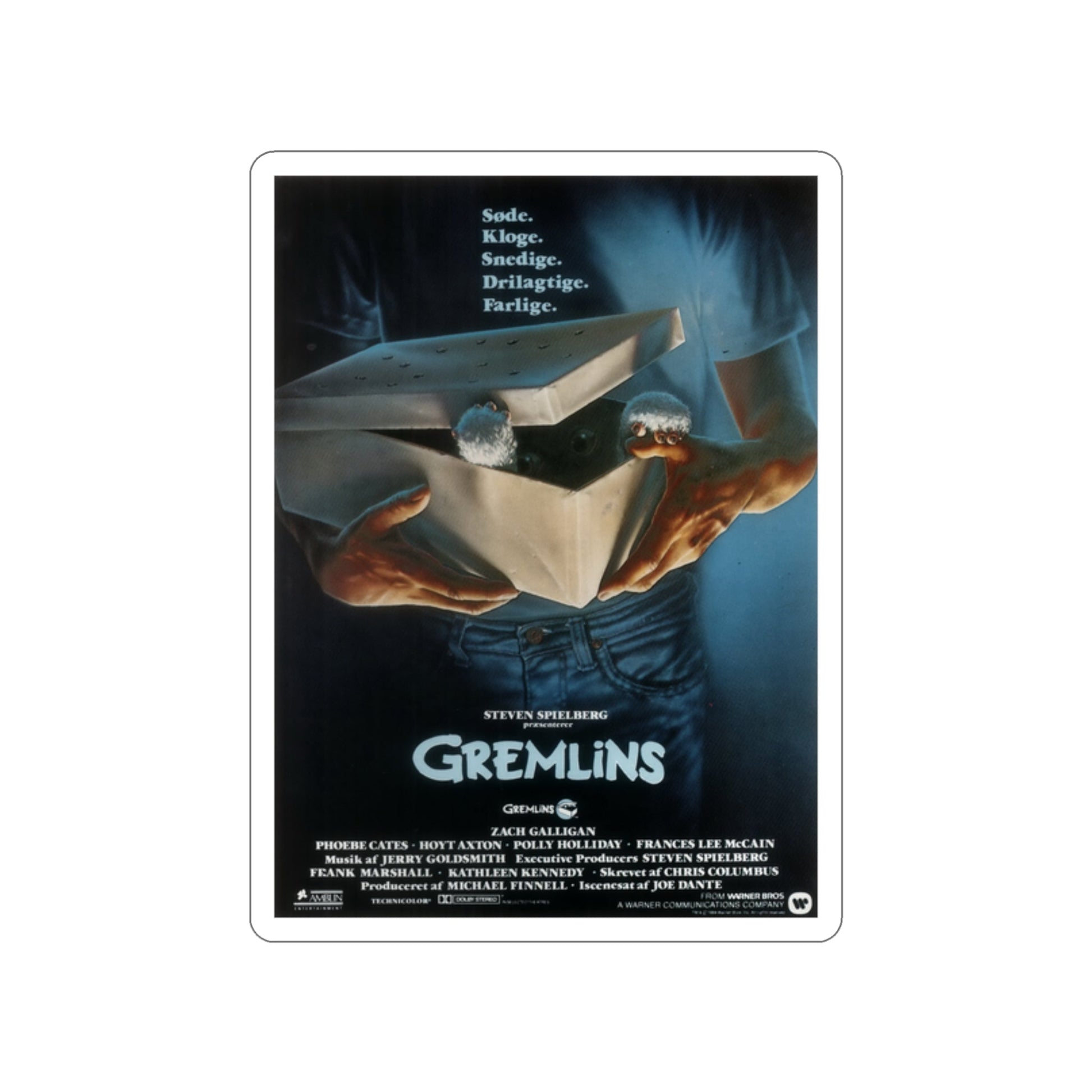 GREMLINS (DANISH) 1984 Movie Poster STICKER Vinyl Die-Cut Decal-2 Inch-The Sticker Space