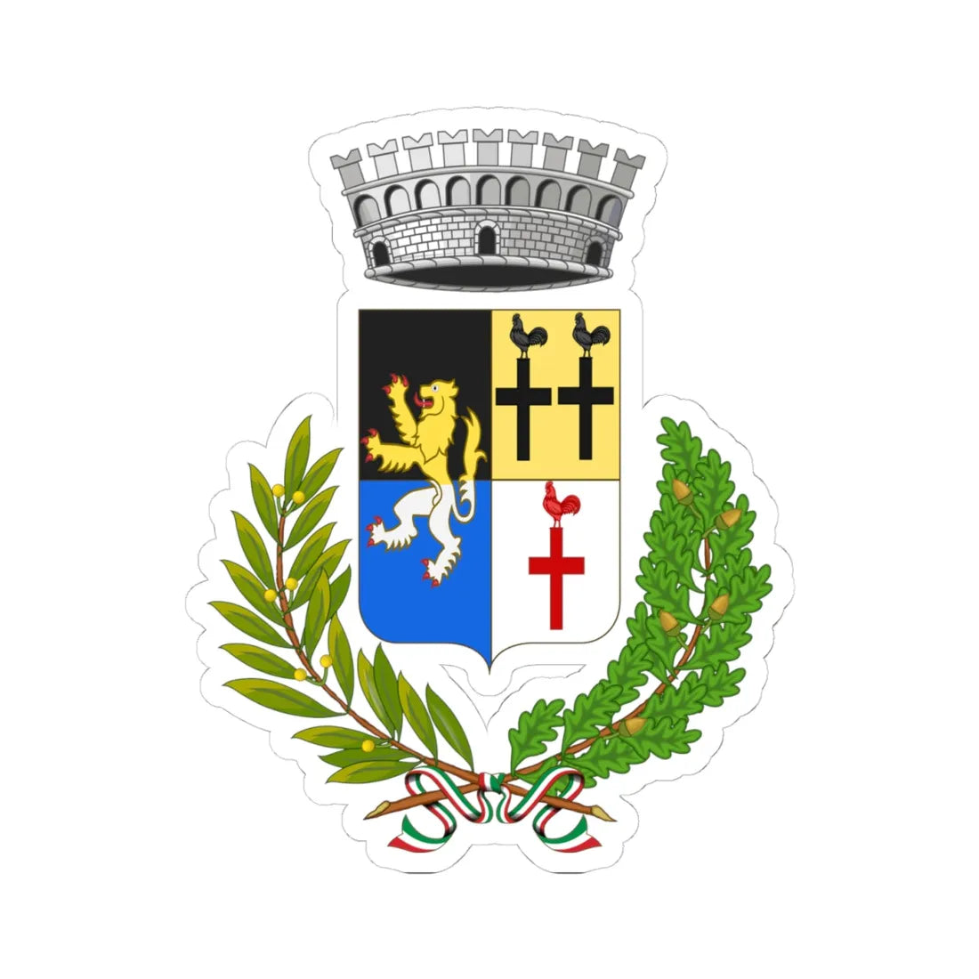 Gressan-Stemma (Italy) (Coat of Arms) STICKER Vinyl Kiss-Cut Decal 4 Inch White - The Sticker Space