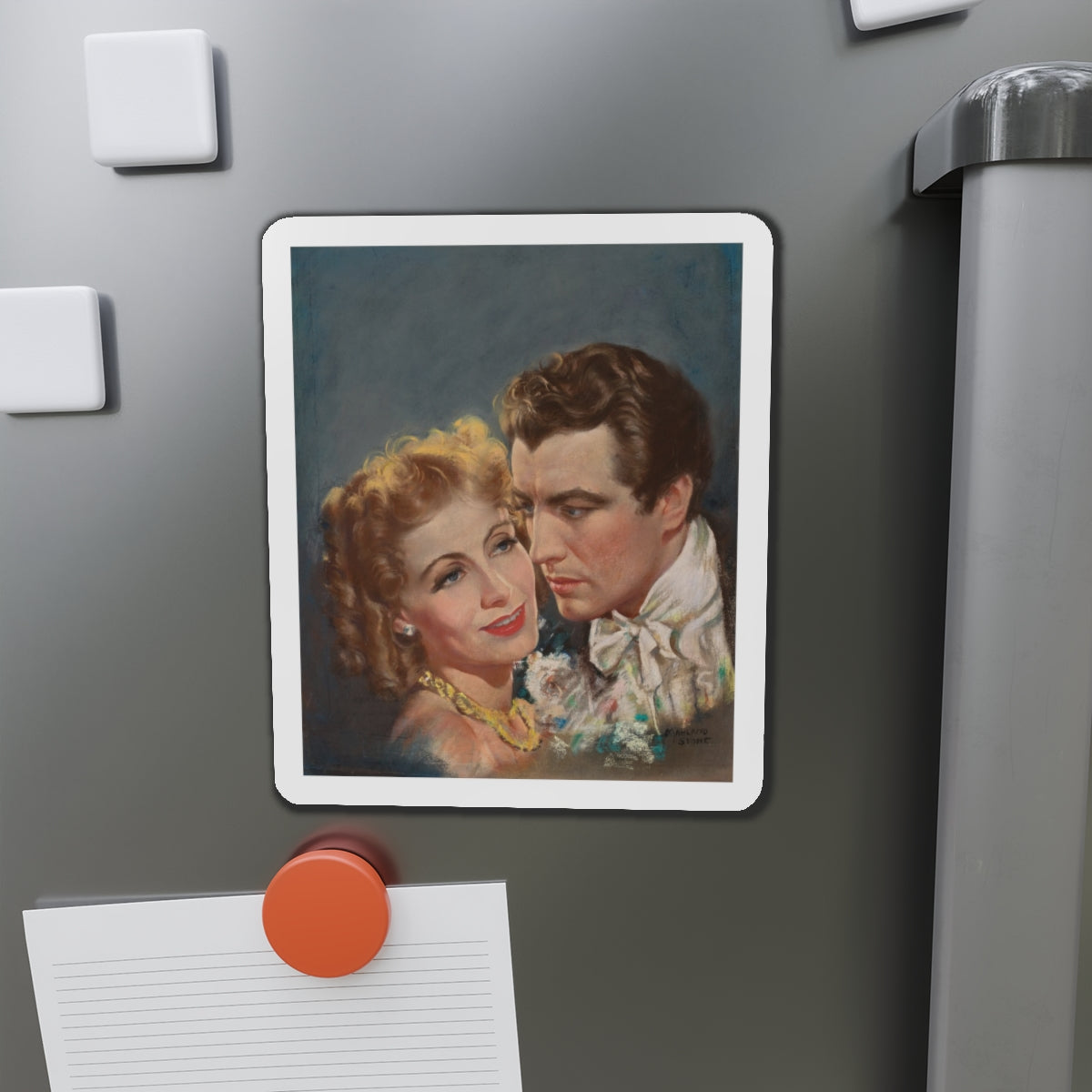 Greta Garbo and Robert Taylor, Movie Story Magazine cover, June 1937 (Magazine Illustration) Refrigerator Magnet