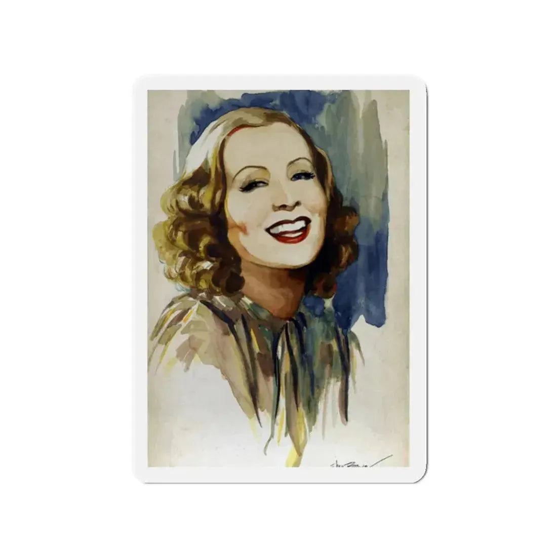Greta Garbo_1 (Magazine Illustration) Refrigerator Magnet 2 Inch Die-Cut - The Sticker Space