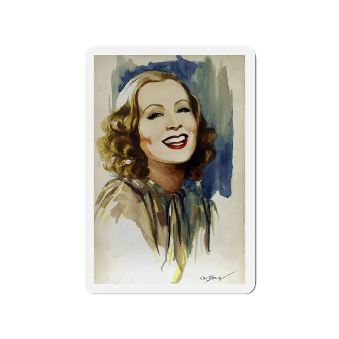 Greta Garbo_1 (Magazine Illustration) Refrigerator Magnet 3 Inch Die-Cut - The Sticker Space