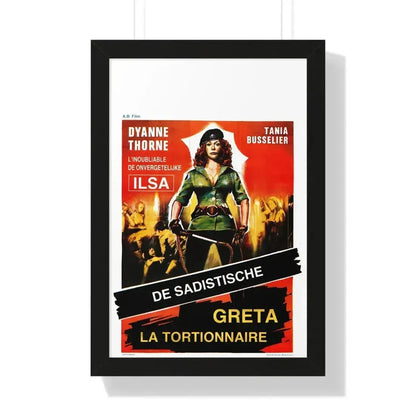 GRETA THE MAD BUTCHER (ILSA THE WICKED WARDEN) BELGIAN 1977 - Framed Movie Poster 16″ x 24″ Black - The Sticker Space