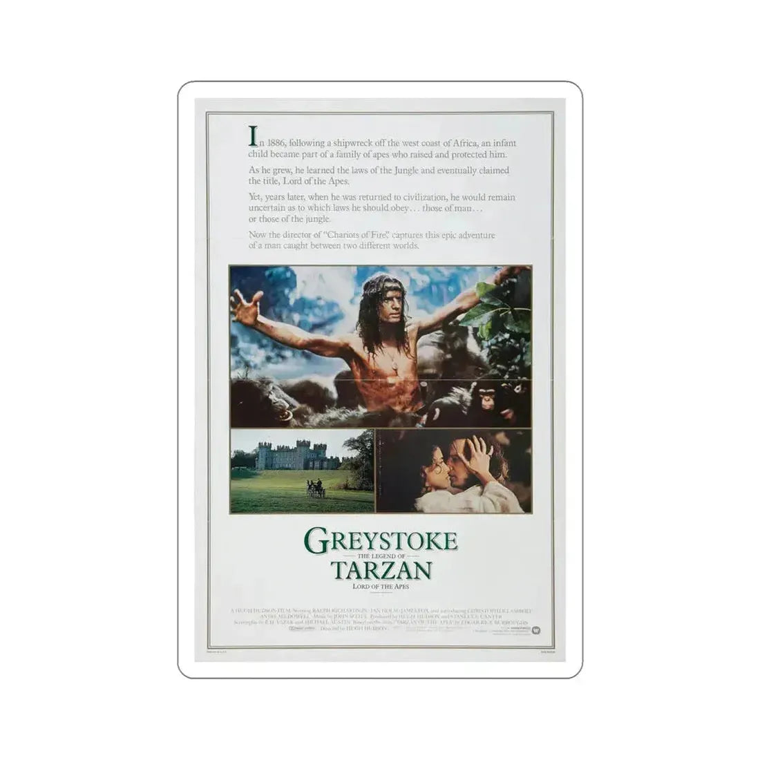 Greystoke The Legend of Tarzan, Lord of the Apes 1984 Movie Poster STICKER Vinyl Die-Cut Decal 6 Inch - The Sticker Space