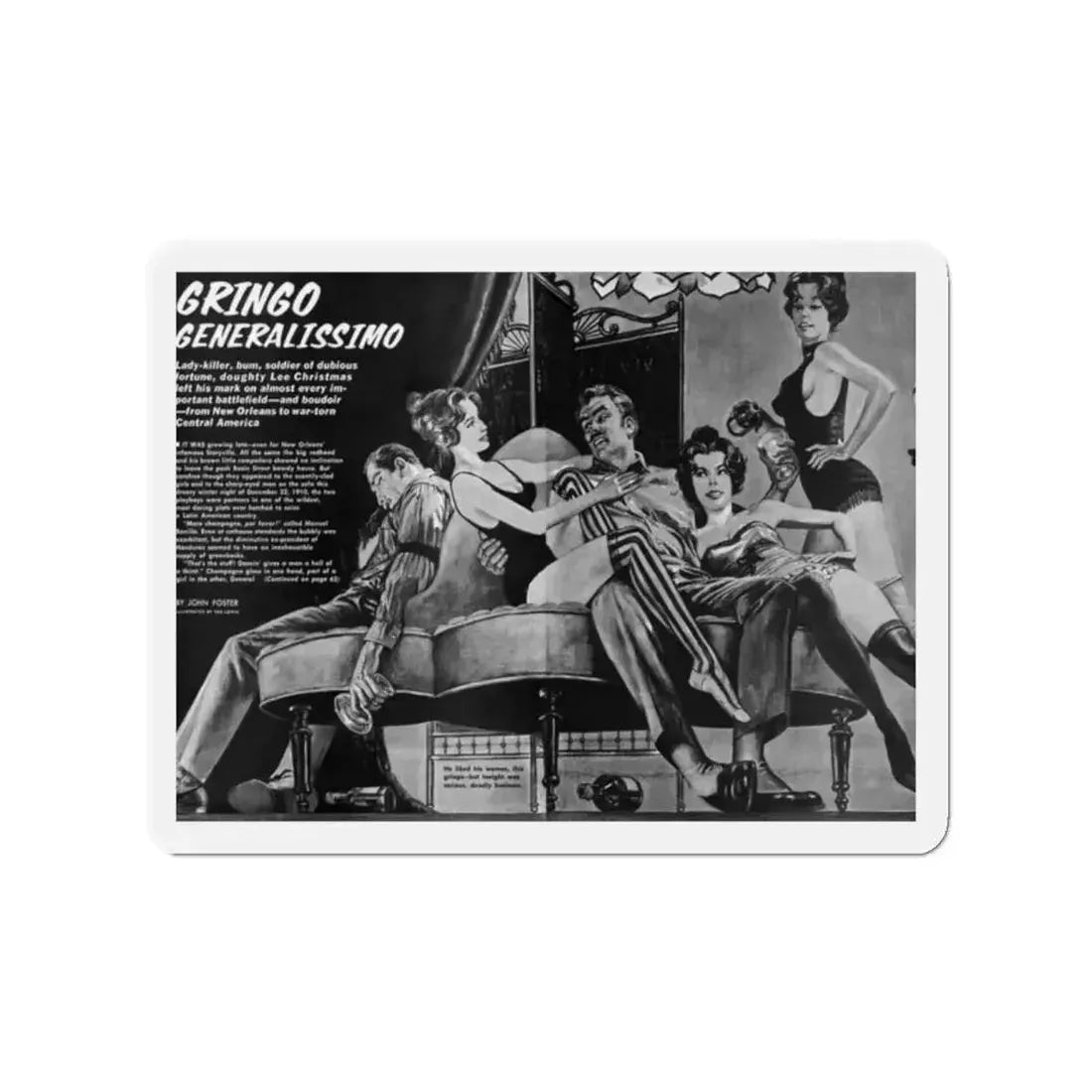 Gringo Generalissimo, Adventure, December 1963 (Magazine Illustration) Refrigerator Magnet 2 Inch Die-Cut - The Sticker Space