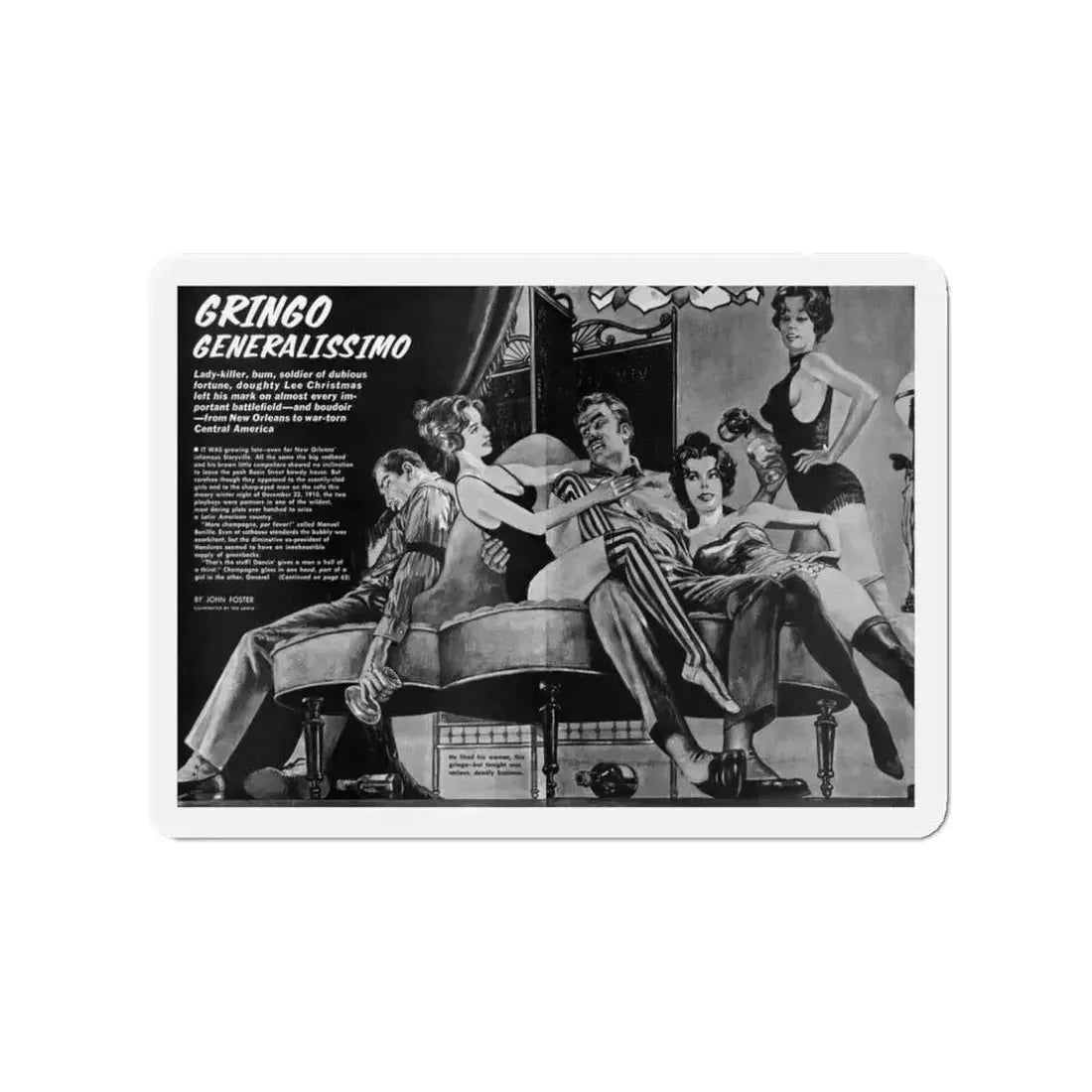 Gringo Generalissimo, Adventure, December 1963 (Magazine Illustration) Refrigerator Magnet 3 Inch Die-Cut - The Sticker Space