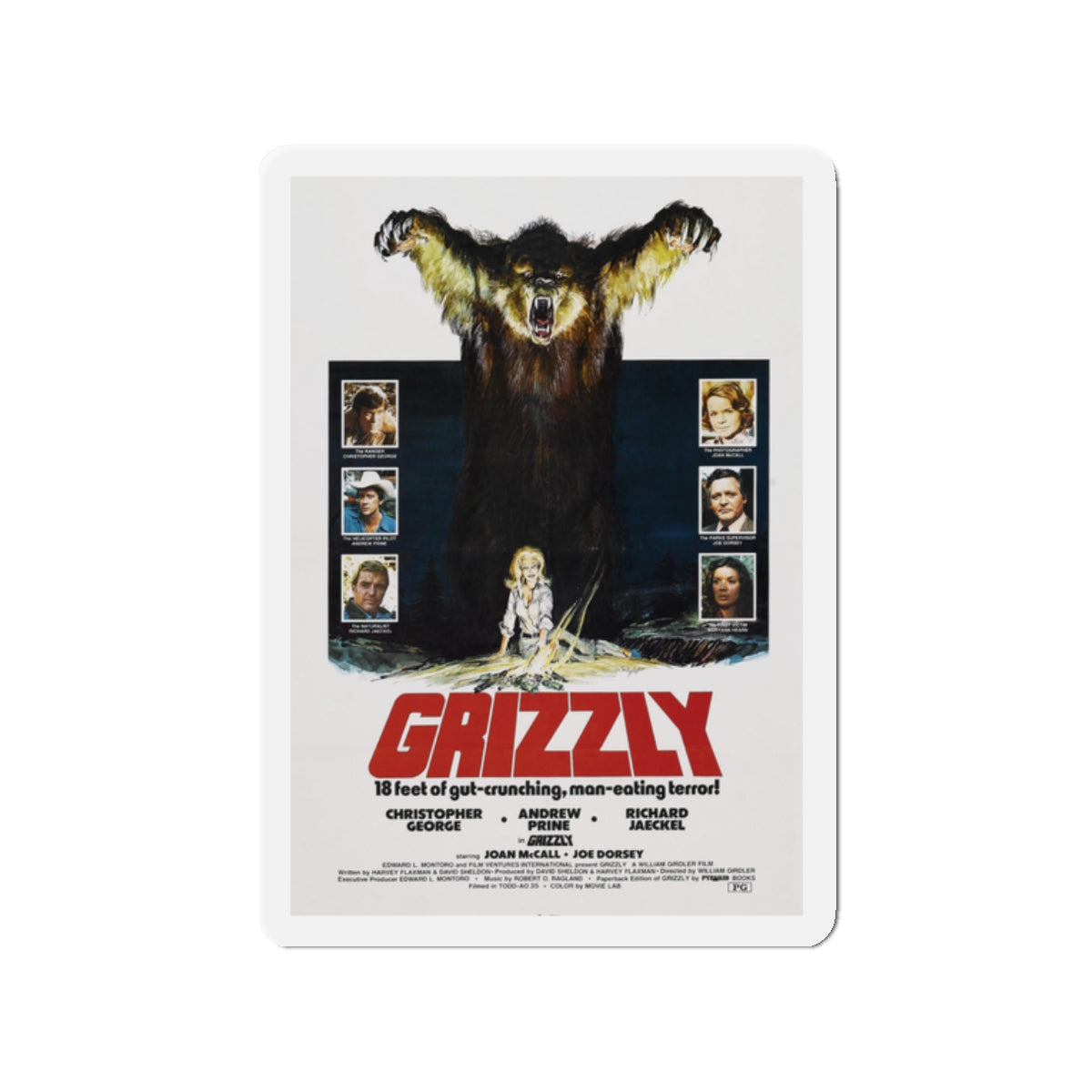 GRIZZLY 1976 Movie Poster - Die-Cut Magnet-2" x 2"-The Sticker Space