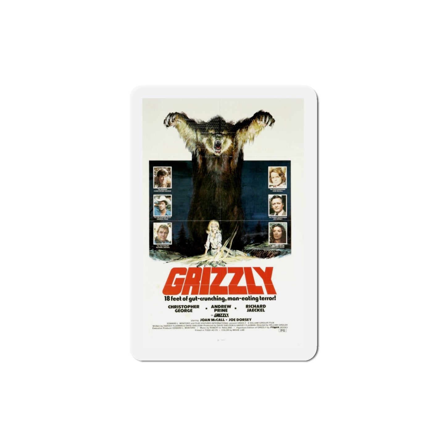 Grizzly 1976 Movie Poster Die-Cut Magnet-3 Inch-The Sticker Space