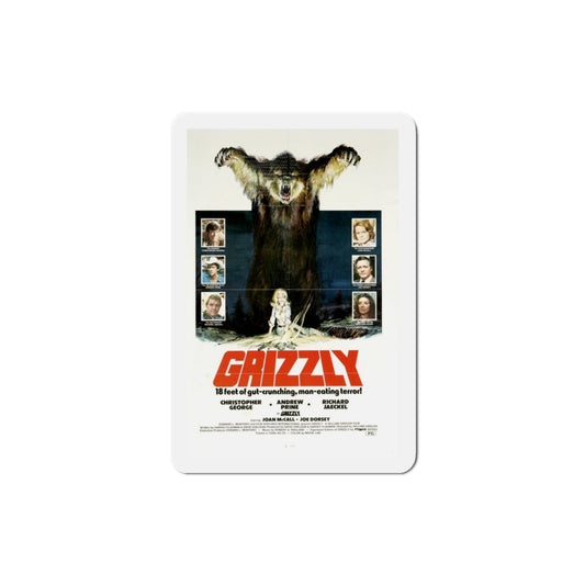 Grizzly 1976 Movie Poster Die-Cut Magnet-3 Inch-The Sticker Space