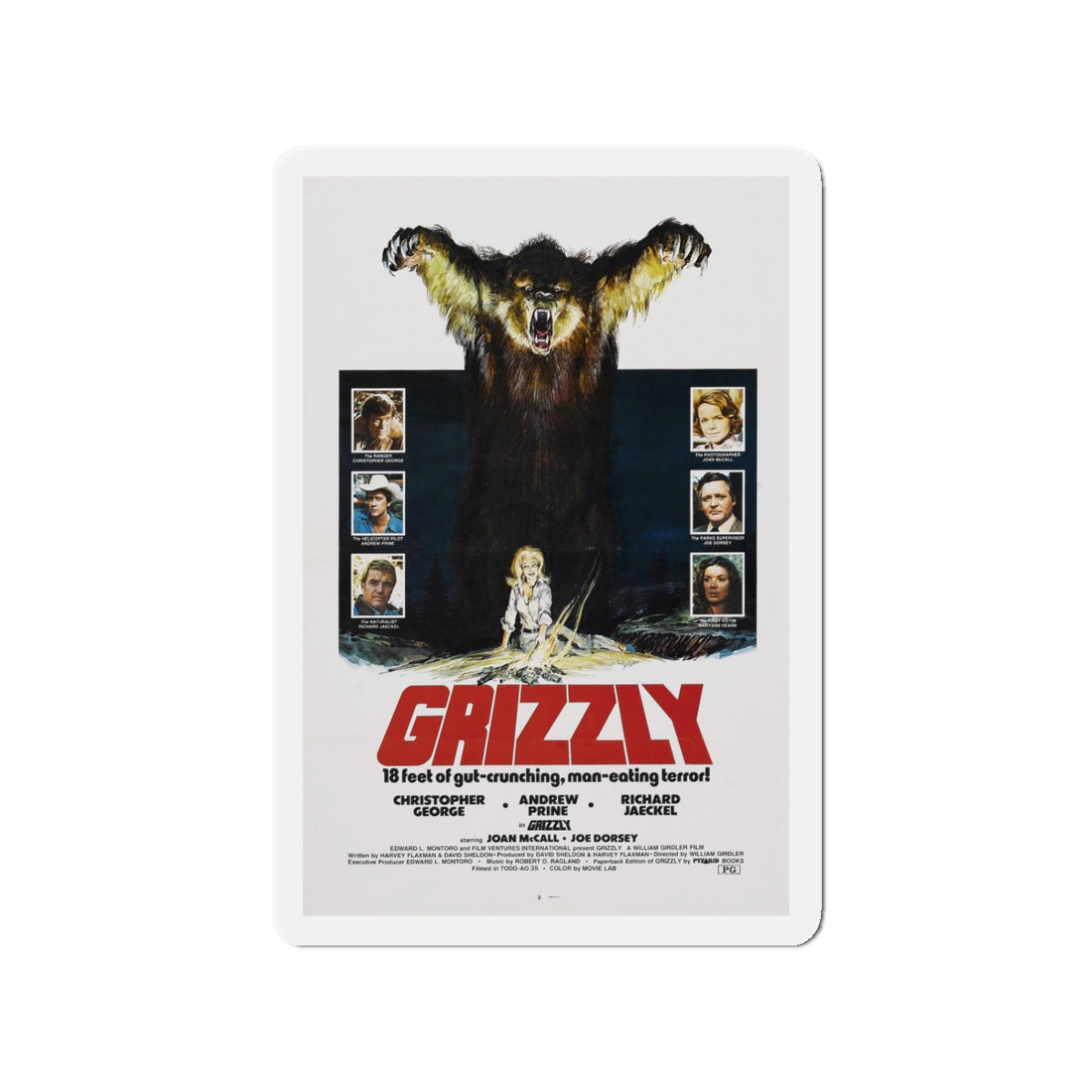 GRIZZLY 1976 Movie Poster - Die-Cut Magnet-3" x 3"-The Sticker Space