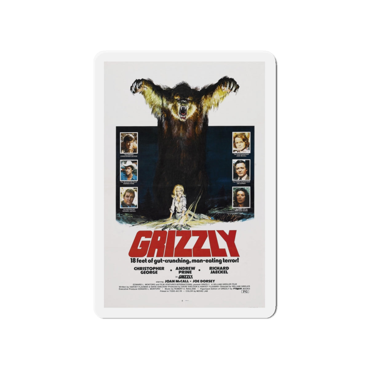 GRIZZLY 1976 Movie Poster - Die-Cut Magnet-4" x 4"-The Sticker Space