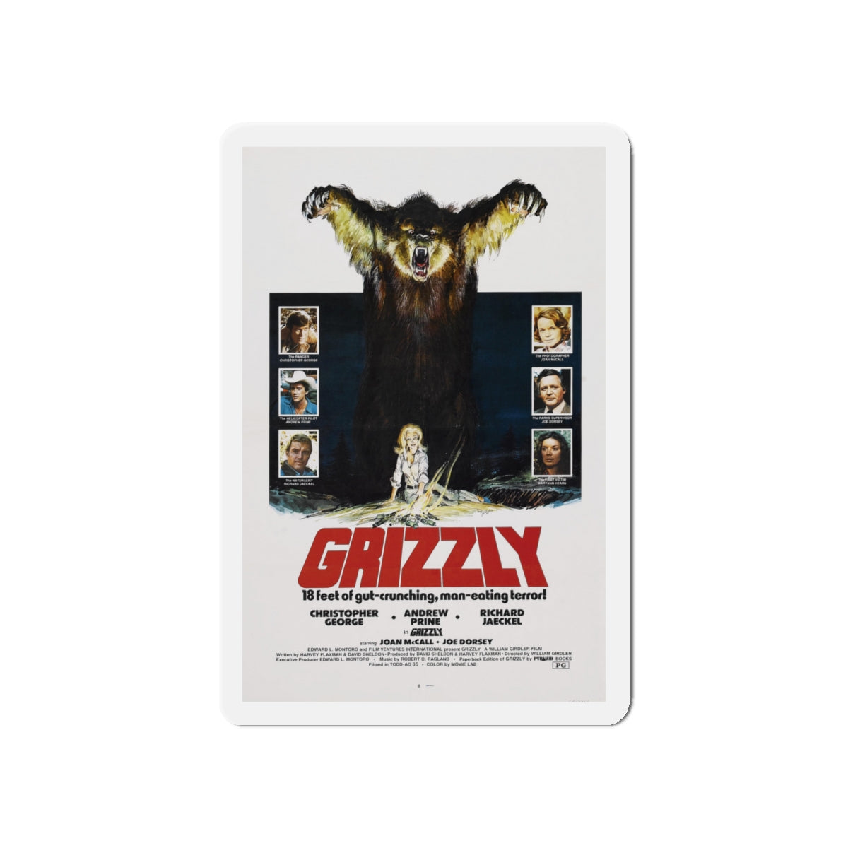 GRIZZLY 1976 Movie Poster - Die-Cut Magnet-5" x 5"-The Sticker Space