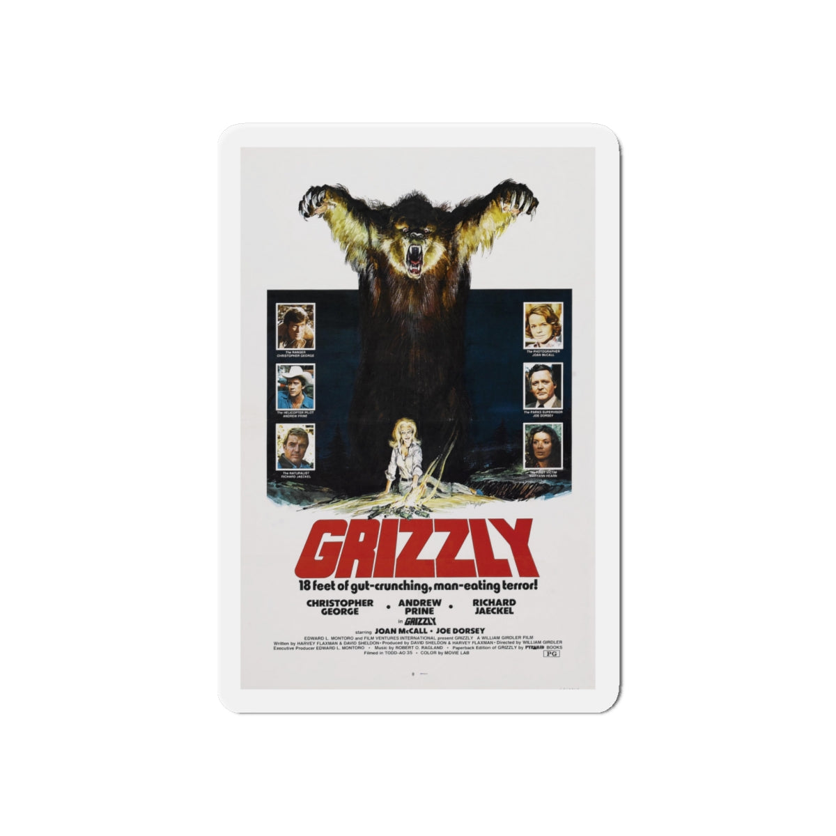 GRIZZLY 1976 Movie Poster - Die-Cut Magnet-6 × 6"-The Sticker Space