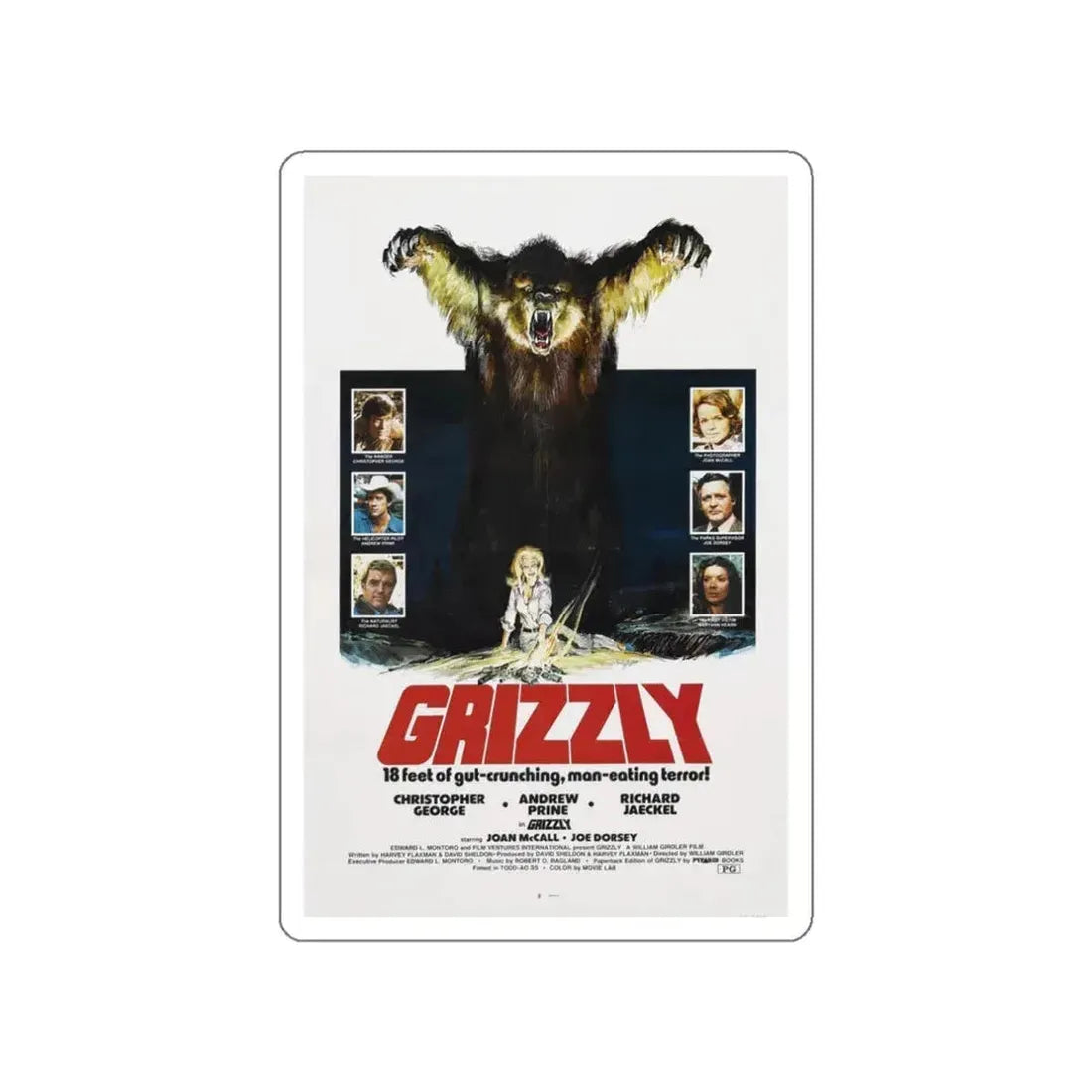 GRIZZLY 1976 Movie Poster STICKER Vinyl Die-Cut Decal 3 Inch - The Sticker Space