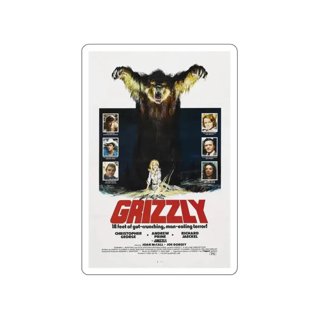 GRIZZLY 1976 Movie Poster STICKER Vinyl Die-Cut Decal 6 Inch - The Sticker Space