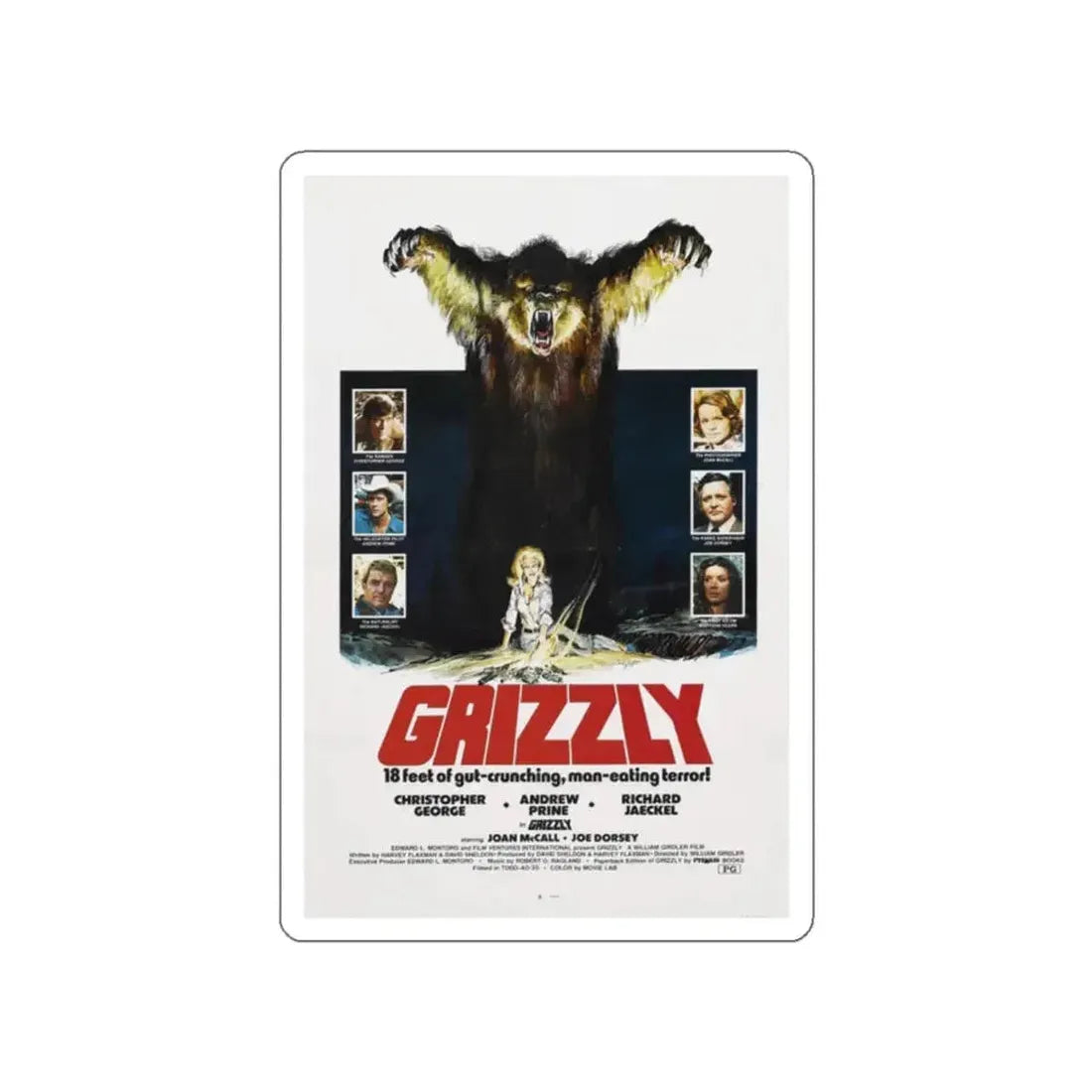 GRIZZLY 1976 Movie Poster STICKER Vinyl Die-Cut Decal - The Sticker Space