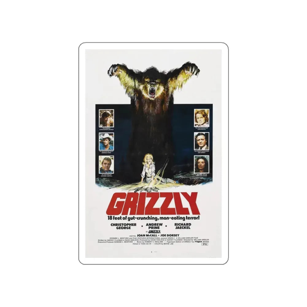 GRIZZLY 1976 Movie Poster STICKER Vinyl Die-Cut Decal - The Sticker Space