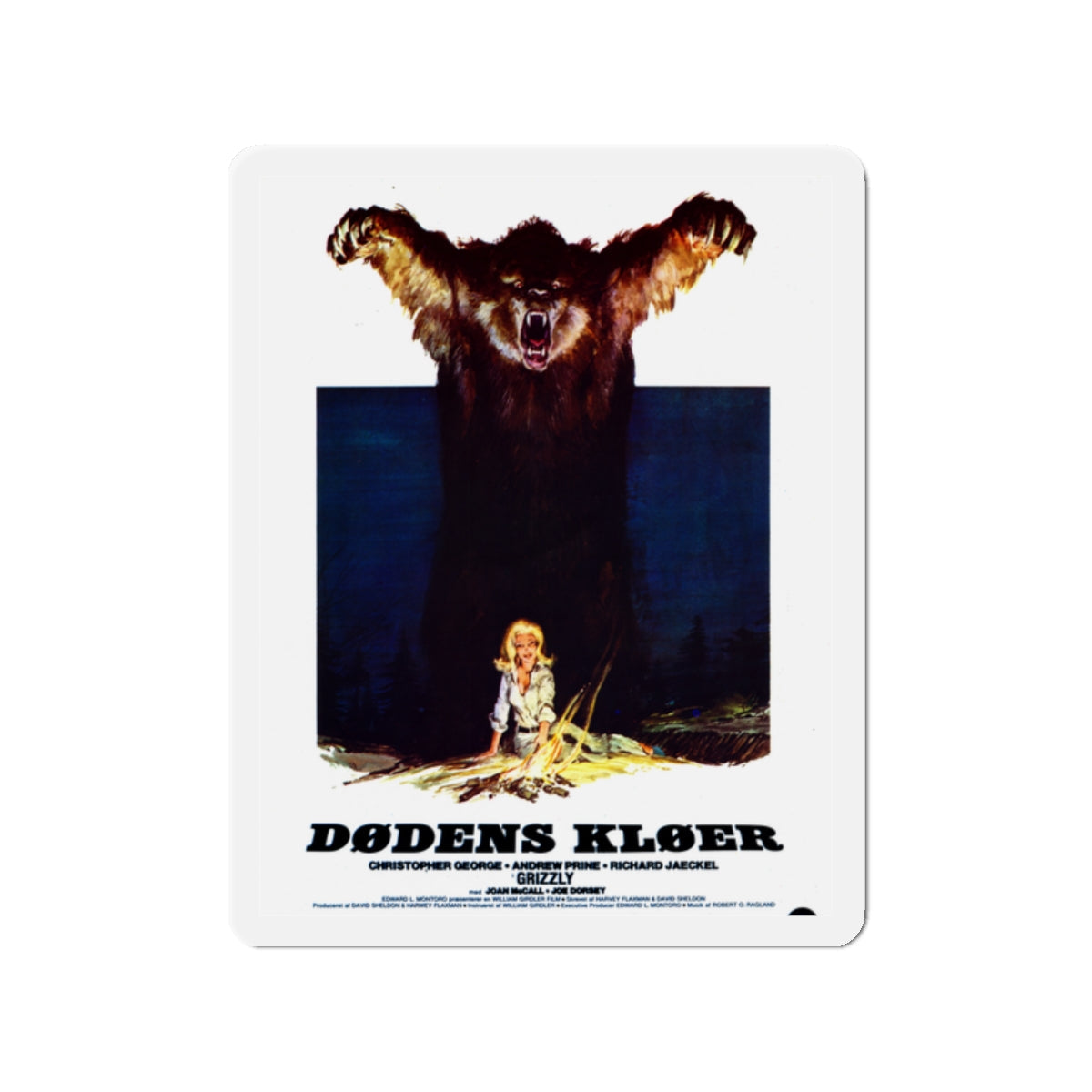 GRIZZLY (DANISH) 1976 Movie Poster - Die-Cut Magnet-2" x 2"-The Sticker Space