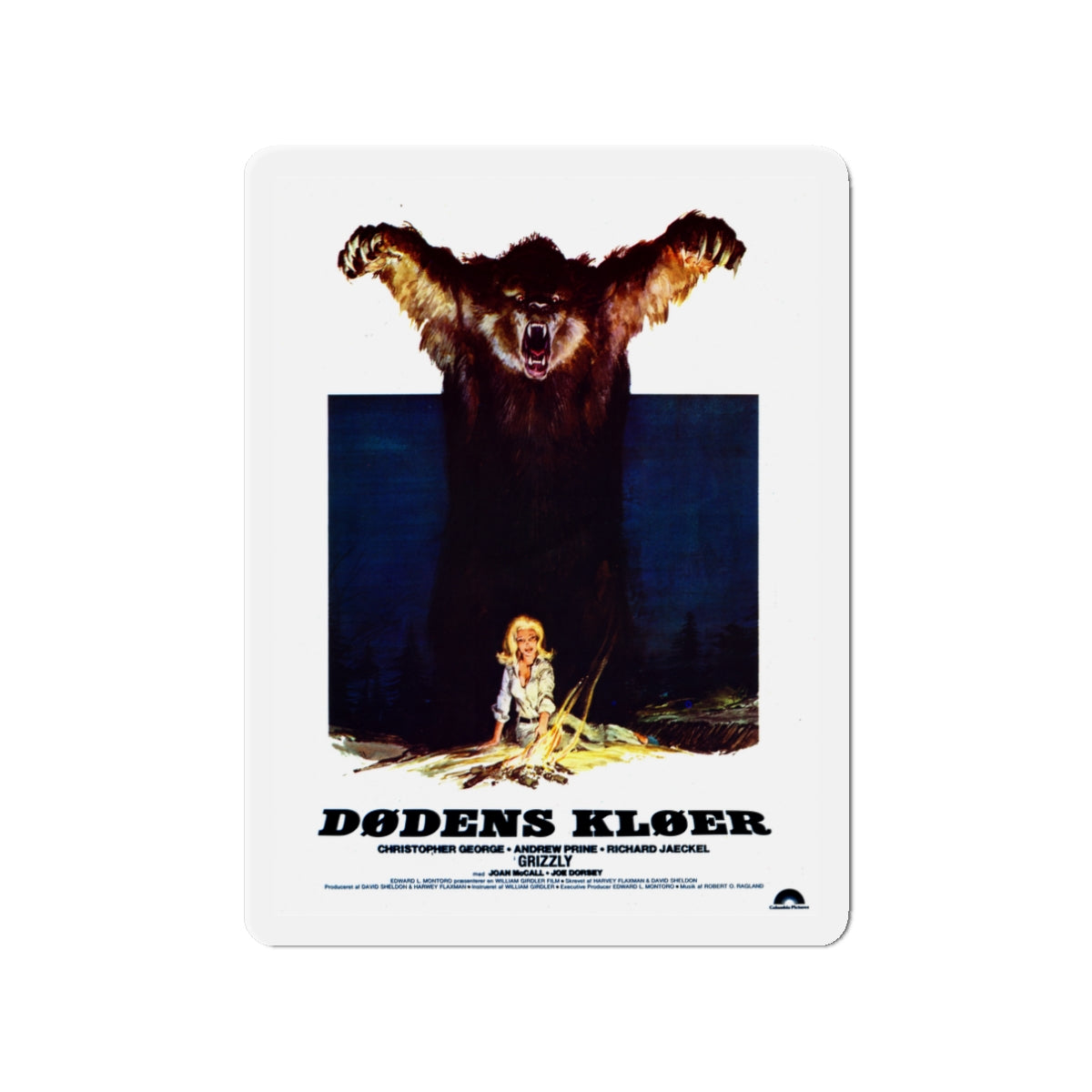 GRIZZLY (DANISH) 1976 Movie Poster - Die-Cut Magnet-3" x 3"-The Sticker Space