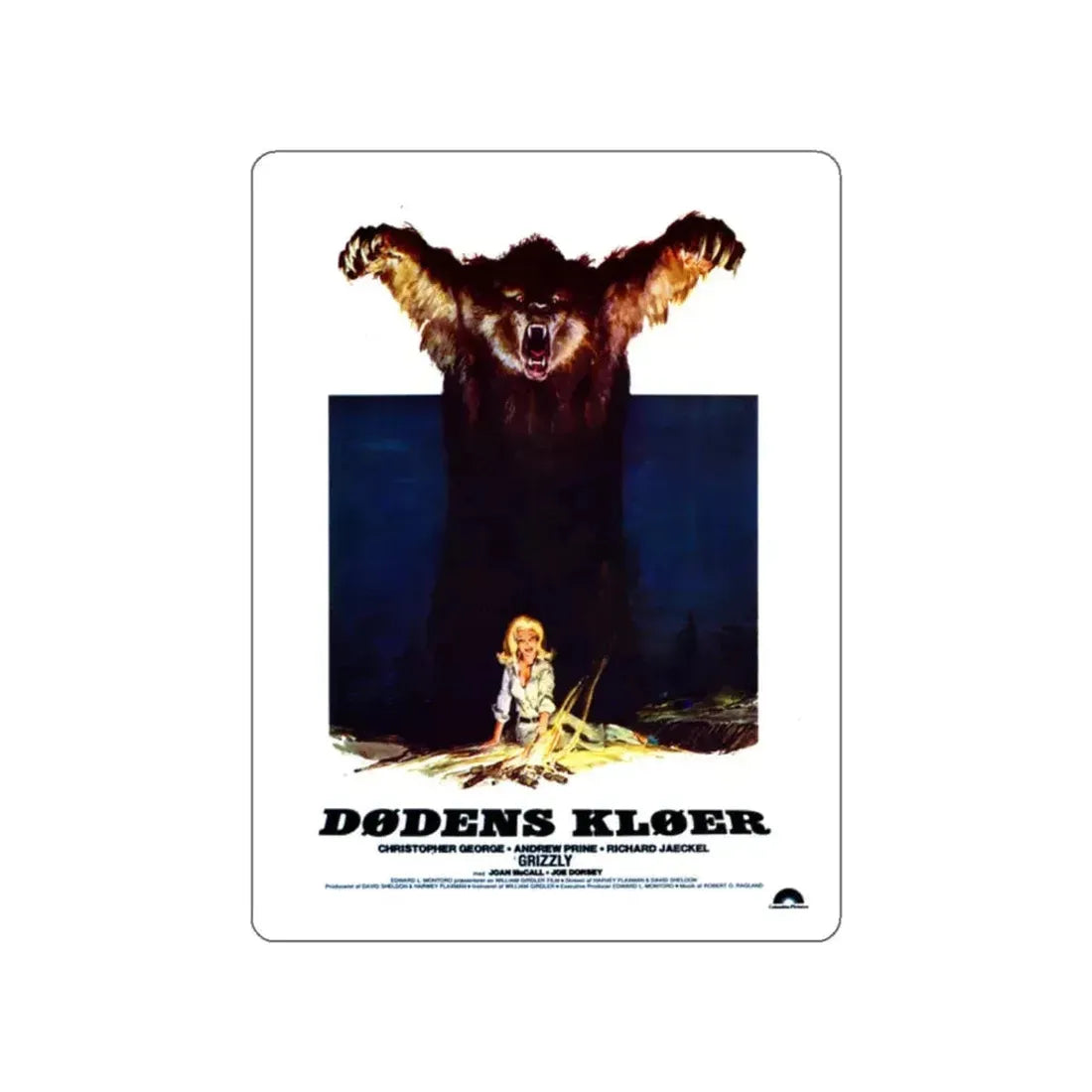 GRIZZLY (DANISH) 1976 Movie Poster STICKER Vinyl Die-Cut Decal 2 Inch - The Sticker Space