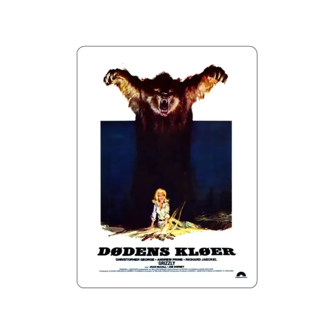 GRIZZLY (DANISH) 1976 Movie Poster STICKER Vinyl Die-Cut Decal - The Sticker Space