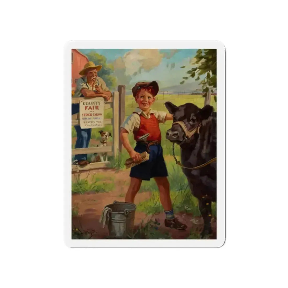 Grooming for the County Fair (Magazine Illustration) Refrigerator Magnet 4 Inch Die-Cut - The Sticker Space