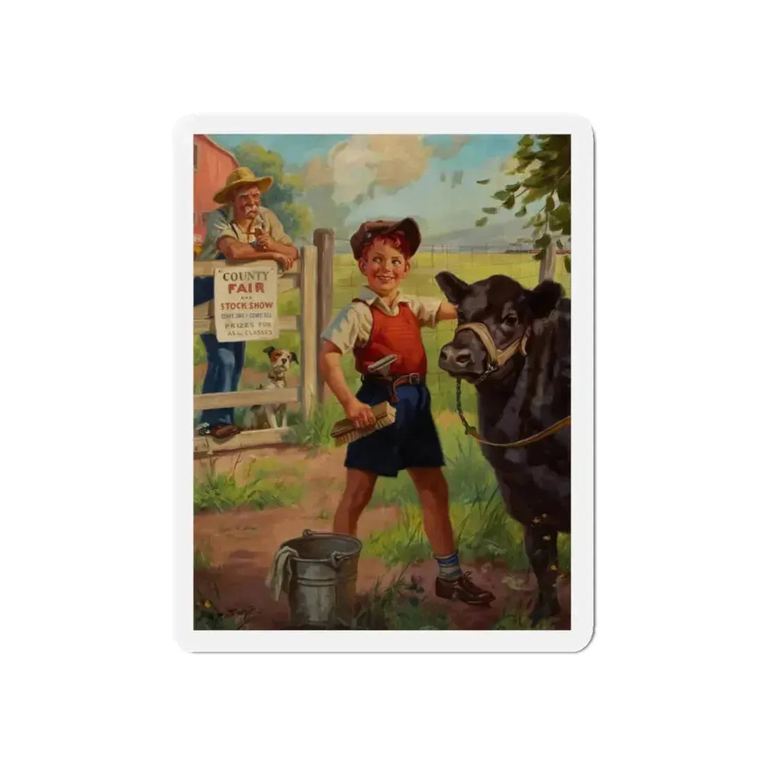 Grooming for the County Fair (Magazine Illustration) Refrigerator Magnet 5 Inch Die-Cut - The Sticker Space