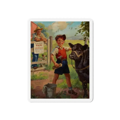 Grooming for the County Fair (Magazine Illustration) Refrigerator Magnet 6 Inch Die-Cut - The Sticker Space