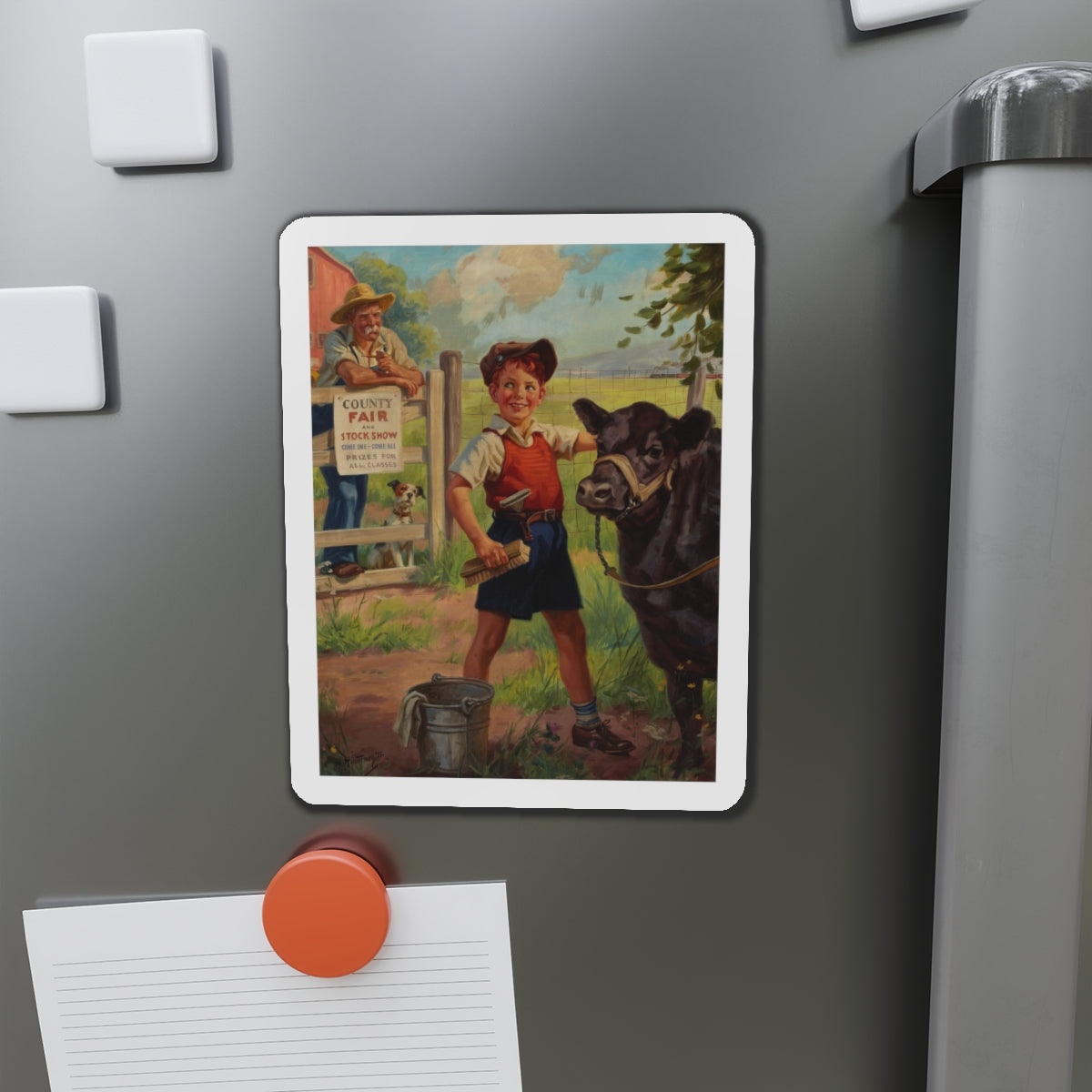 Grooming for the County Fair (Magazine Illustration) Refrigerator Magnet