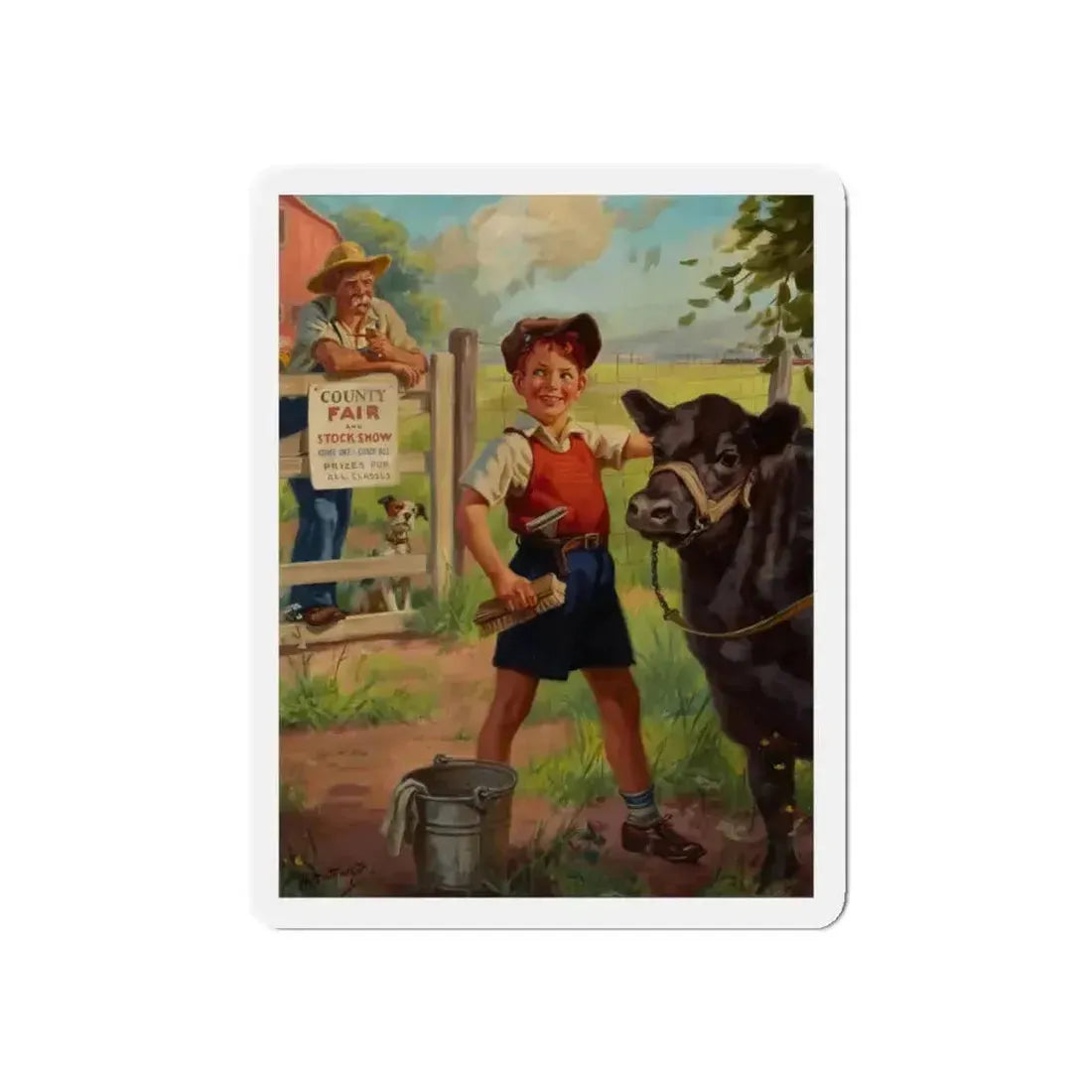 Grooming for the County Fair (Magazine Illustration) Refrigerator Magnet - The Sticker Space