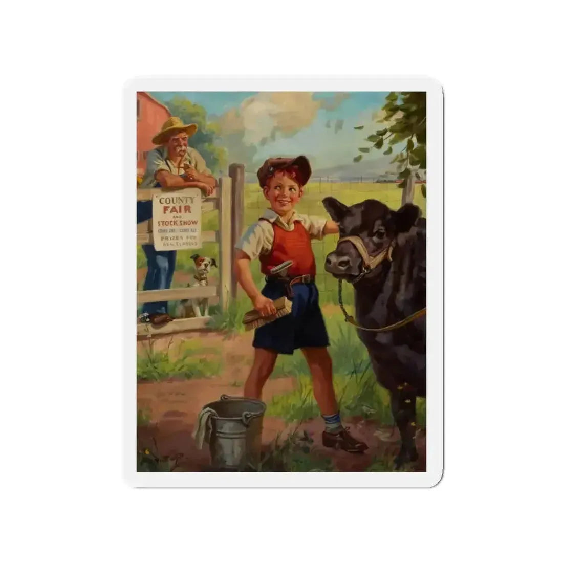 Grooming for the County Fair (Magazine Illustration) Refrigerator Magnet - The Sticker Space