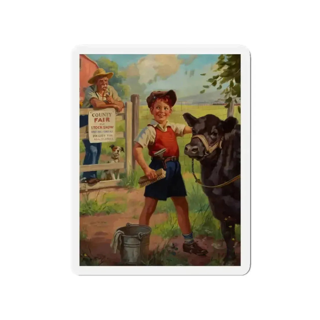 Grooming for the County Fair (Magazine Illustration) Refrigerator Magnet - The Sticker Space