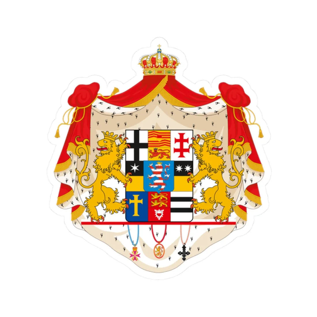 Grosses Wappen-HK 1815-1866 (Germany) (Coat of Arms) STICKER Vinyl Kiss-Cut Decal 2 Inch White - The Sticker Space